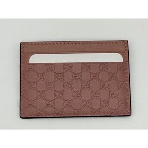 NEW Gucci Pink Leather Microguccissima Card Holder Wallet Authentic262837-525040